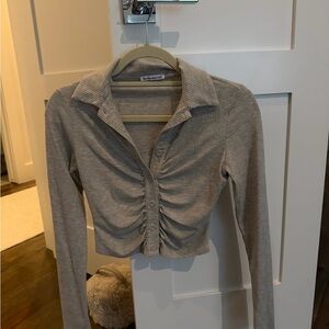 Reformation Taupe Button-Down Shirt